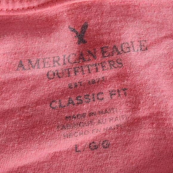 ☔️🔺️American Eagle Hot Pink Graphic Classic Fit Short Sleeve Top Large - Picture 8 of 8